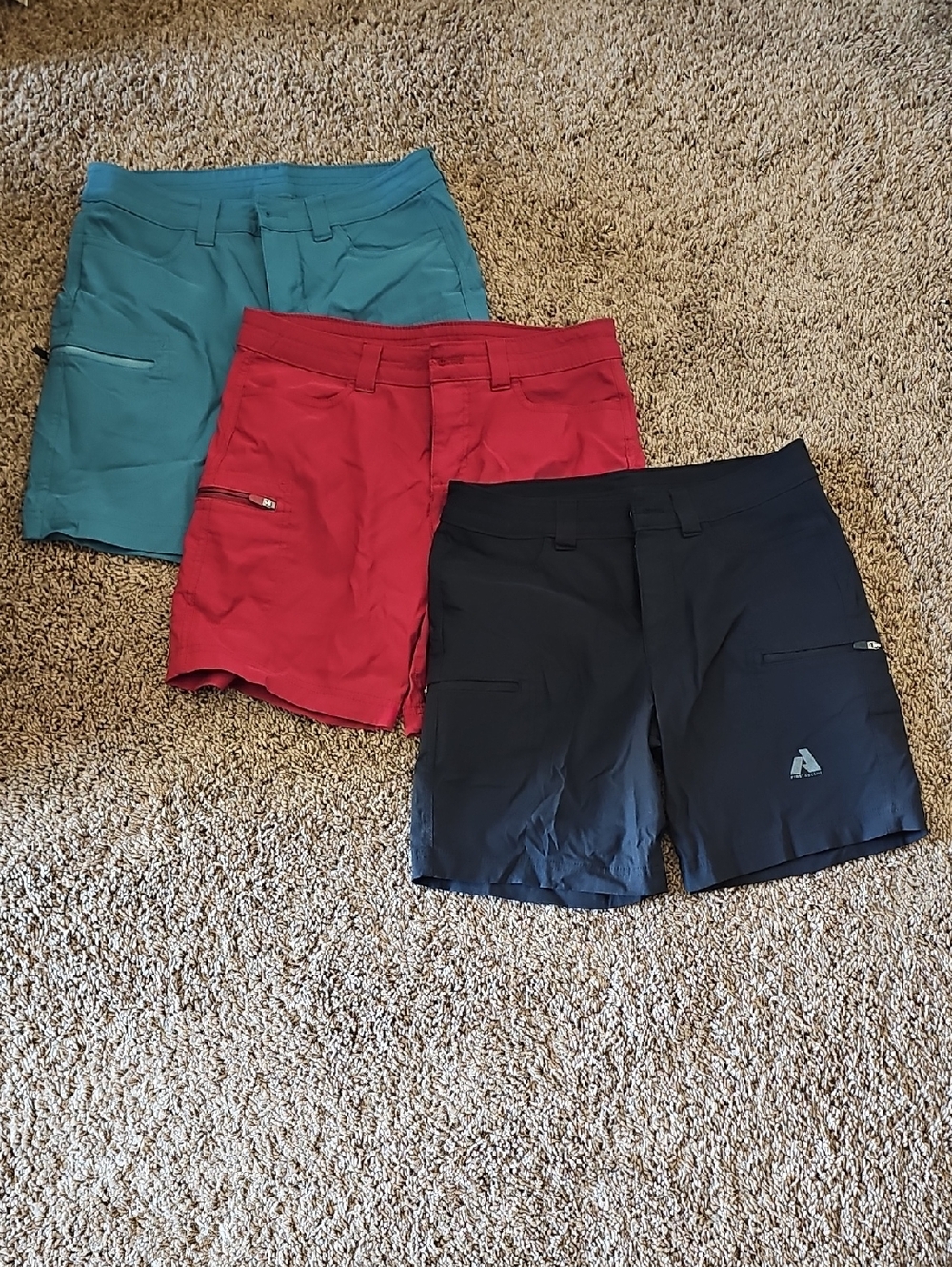 Eddie Bauer Women's Guide Pro Shorts Trio - Teal, Red, Black, Size 2